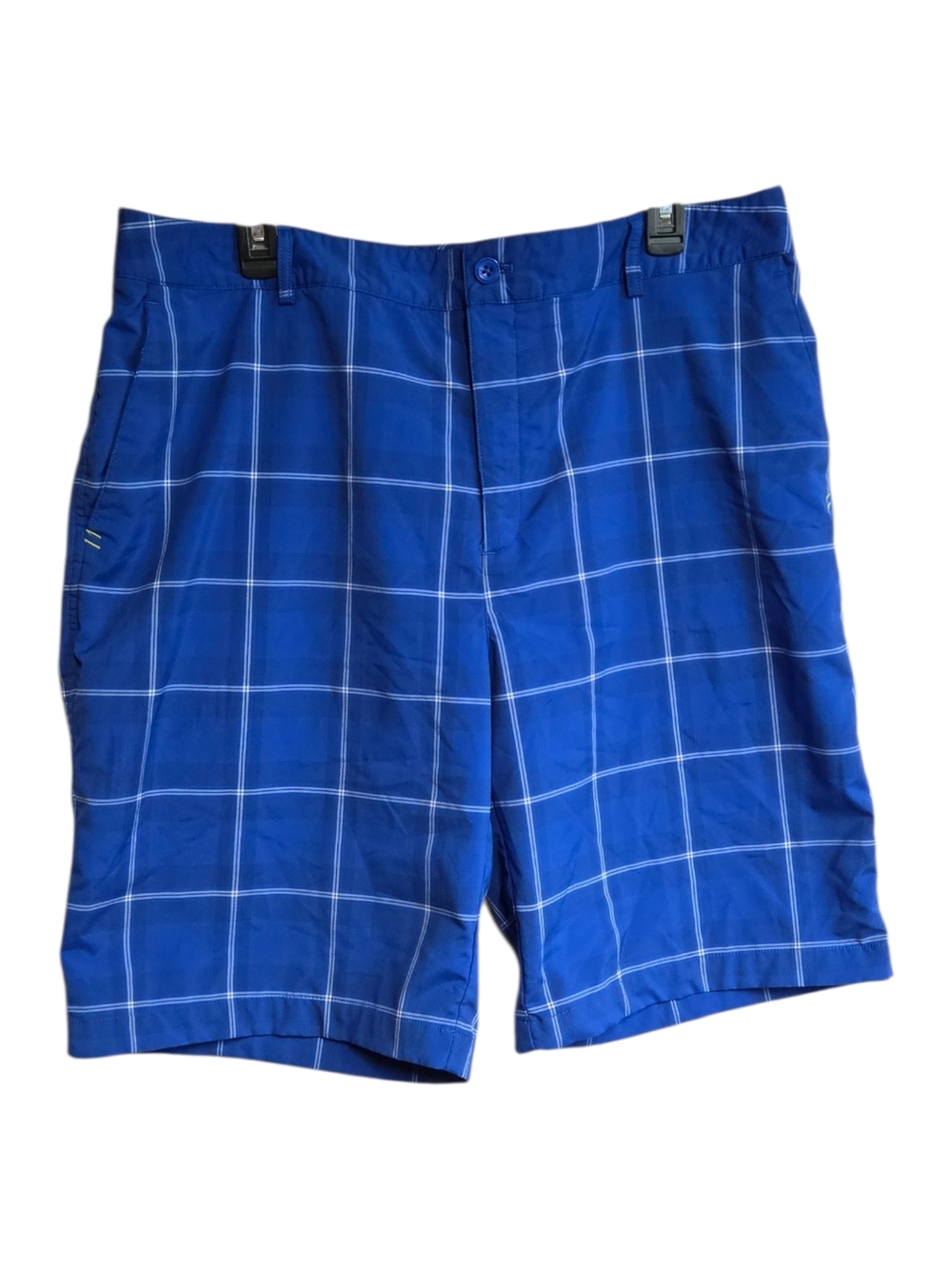 Under Armour Golf Shorts 38 Blue Plaid Performance 4-Way Stretch Showdown 10” - Picture 3 of 7